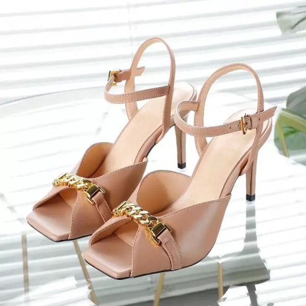 women's stiletto heel summer sandals fish mouth gold genuine leather metal dress open toe shoes banquet high heel, Black
women's stiletto heel summer sandals fish mouth gold genuine leather metal dress open toe shoes banquet high heel, Black