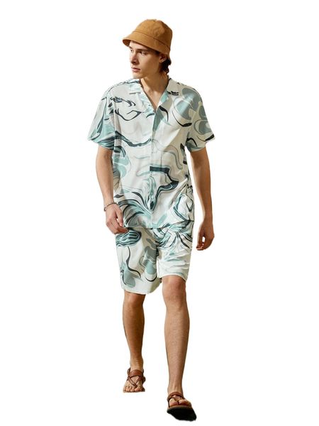 men marble print button front shirt l3lh#, White;black
men marble print button front shirt l3lh#, White;black