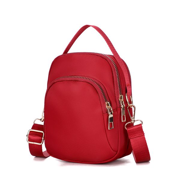 fashion women multi zipper pocket crossover travel bag solid color nylon crossbody bag for womens