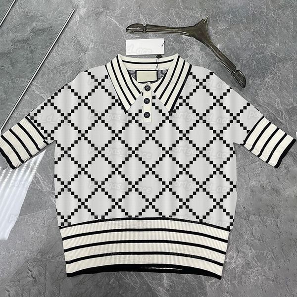 letters knit womens polos fashion short sleeve lapel summer vintage knitted polos for women, White
letters knit womens polos fashion short sleeve lapel summer vintage knitted polos for women, White