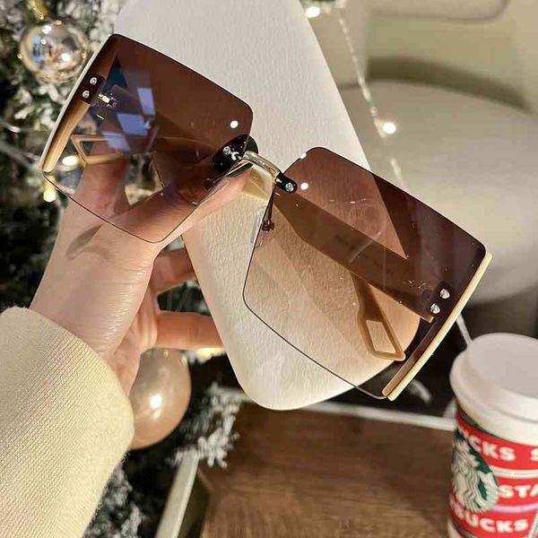 sunglasses 2022 fashion frameless women's trend large frame net red trimmed plain 6801, White;black
sunglasses 2022 fashion frameless women's trend large frame net red trimmed plain 6801, White;black