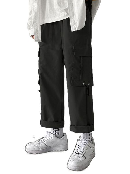 men flap pocket drawstring pants 17bd#, Black
men flap pocket drawstring pants 17bd#, Black