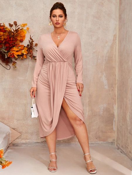 plus surplice neck wrap hem dress x1pl#, Black
plus surplice neck wrap hem dress x1pl#, Black