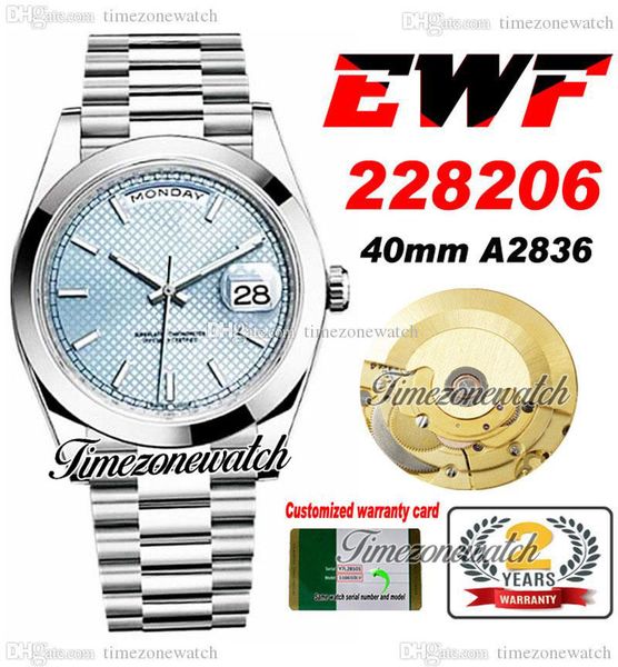 ewf daydate 40 228206 eta a2836 automatic mens watch smooth bezel ice blue textured dial white stick marker stainless steel presidential bra, Slivery;brown
ewf daydate 40 228206 eta a2836 automatic mens watch smooth bezel ice blue textured dial white stick marker stainless steel presidential bra, Slivery;brown