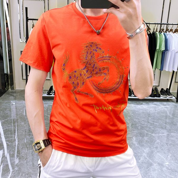 war horse drill combed cotton short sleeve t shirt men's trend 2022 summer men's round collar t-shirt, White;black
war horse drill combed cotton short sleeve t shirt men's trend 2022 summer men's round collar t-shirt, White;black