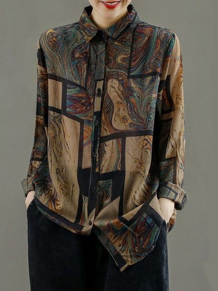 women long sleeve casual shirts arrival spring arts style vintage print all match loose female cotton shirt d149 220809, White
women long sleeve casual shirts arrival spring arts style vintage print all match loose female cotton shirt d149 220809, White