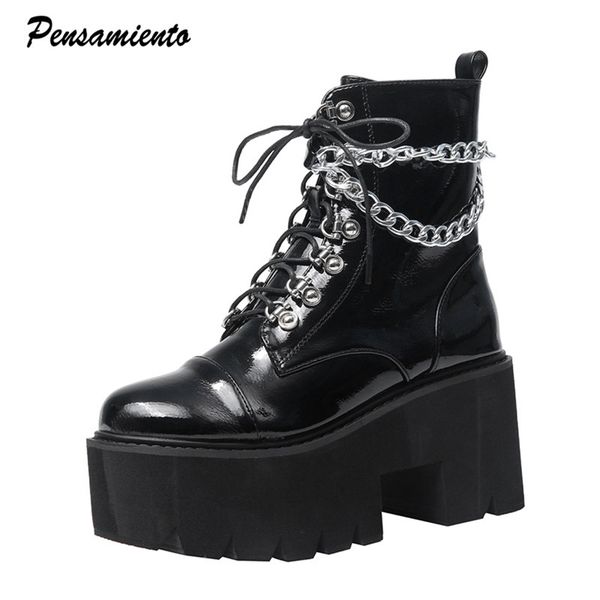 big size 3542 gothic black chains women casual boots fashion laceup platform wedges autumn winter ankle boots chunky shoes 220810
big size 3542 gothic black chains women casual boots fashion laceup platform wedges autumn winter ankle boots chunky shoes 220810
