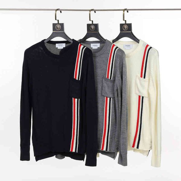 men's sweaters thom brun tb wool sweater autumn winter red white blue stripe 09b6, White;black
men's sweaters thom brun tb wool sweater autumn winter red white blue stripe 09b6, White;black