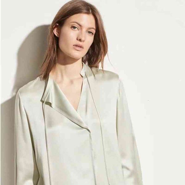 women's blouses & shirts spring v oblique opening lace silk long-sleeved simple design sand-washed round neck woman 082d, White
women's blouses & shirts spring v oblique opening lace silk long-sleeved simple design sand-washed round neck woman 082d, White