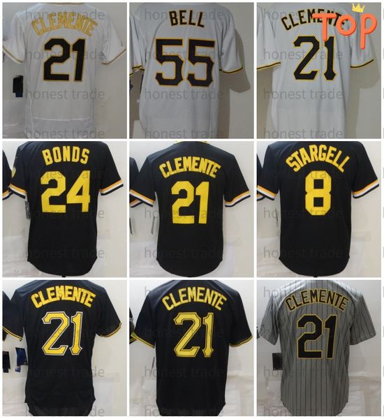 21 roberto clemente 55 bell baseball jersey willie 8 stargell 24 barry bonds white yellow black men's t-shirt jerseys quality, Blue;black
21 roberto clemente 55 bell baseball jersey willie 8 stargell 24 barry bonds white yellow black men's t-shirt jerseys quality, Blue;black