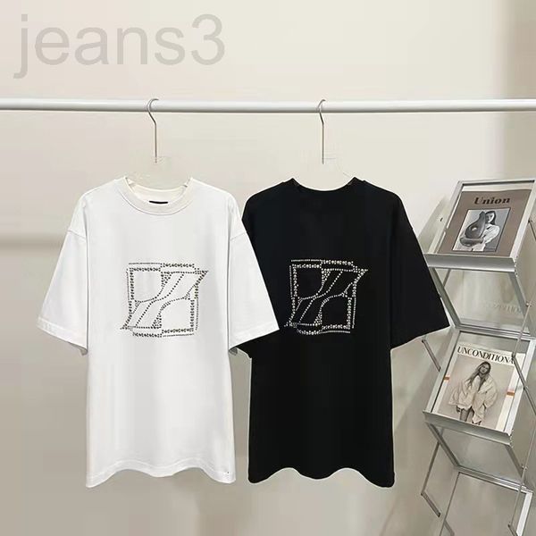 women's t-shirt designer tested we11done rivet square chest drill pearl short sleeve loose men's and women's t-shirt fashion, White
women's t-shirt designer tested we11done rivet square chest drill pearl short sleeve loose men's and women's t-shirt fashion, White