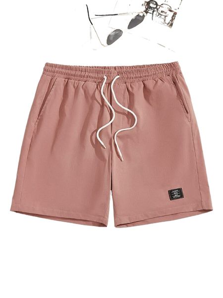 men patch detail drawstring waist shorts 09bp#, White;black