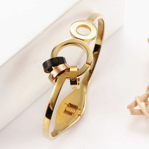 boutique korean version three circle sliding titanium steel bracelet versatile spring stainless low price, Black
boutique korean version three circle sliding titanium steel bracelet versatile spring stainless low price, Black