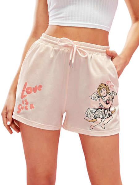 x unlogicstudio drawstring waist slogan & angel pattern track shorts s0kx#, White;black
x unlogicstudio drawstring waist slogan & angel pattern track shorts s0kx#, White;black