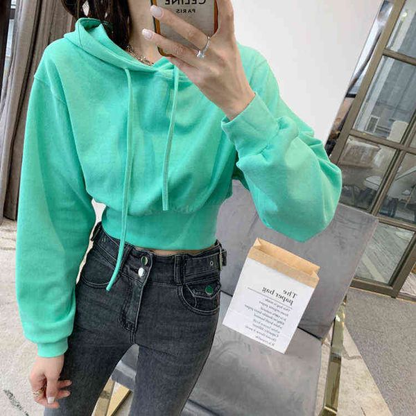 loose casual collect waist short sweatshirt for women 2021 spring new simple solid color hooded drawstring hoodie t220726, Black
loose casual collect waist short sweatshirt for women 2021 spring new simple solid color hooded drawstring hoodie t220726, Black