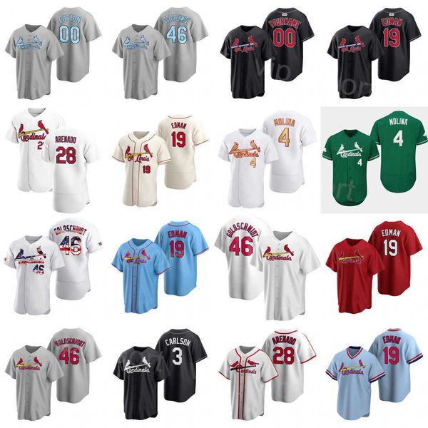 new baseball 28 nolan arenado jersey team 3 dylan carlson 27 tyler oneill 46 paul goldschmidt 19 edman 4 yadier molina flexbase cool base ci, Blue;black
new baseball 28 nolan arenado jersey team 3 dylan carlson 27 tyler oneill 46 paul goldschmidt 19 edman 4 yadier molina flexbase cool base ci, Blue;black