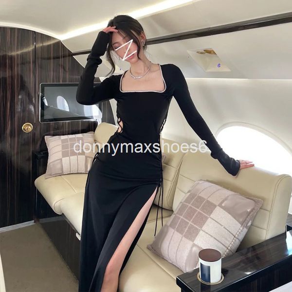 casual dresses celebrity style bandage waistless dress 21 autumn and winter slim fit split bag hip with diamond square neck small black skir, Black;gray
casual dresses celebrity style bandage waistless dress 21 autumn and winter slim fit split bag hip with diamond square neck small black skir, Black;gray