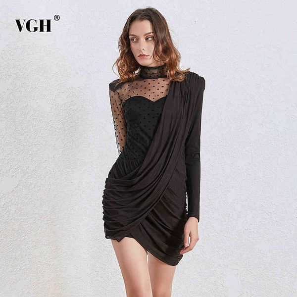 vintage asymmetrical dot mesh dresses female stand collar puff long sleeve high waist irregular dress women fashion 210507, Black;gray
vintage asymmetrical dot mesh dresses female stand collar puff long sleeve high waist irregular dress women fashion 210507, Black;gray