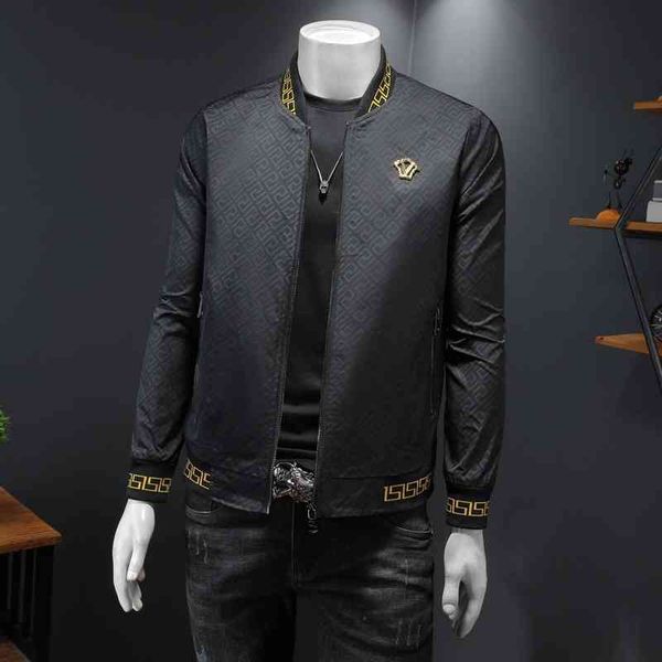 men's luxury fashion brands menswear 2022 new style jacket thin coat slim printed, Black 
men's luxury fashion brands menswear 2022 new style jacket thin coat slim printed, Black