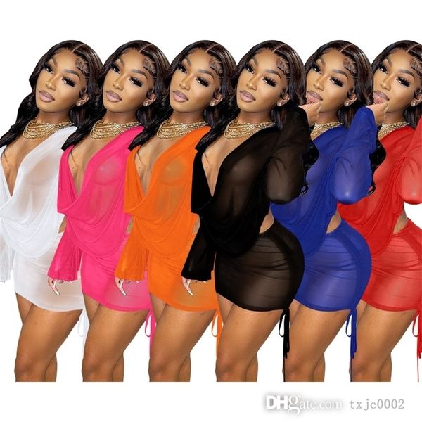 mesh bandage 2 piece dress for women see through long sleeve outfit clothing ladies transparent backless skirt suit, White
mesh bandage 2 piece dress for women see through long sleeve outfit clothing ladies transparent backless skirt suit, White