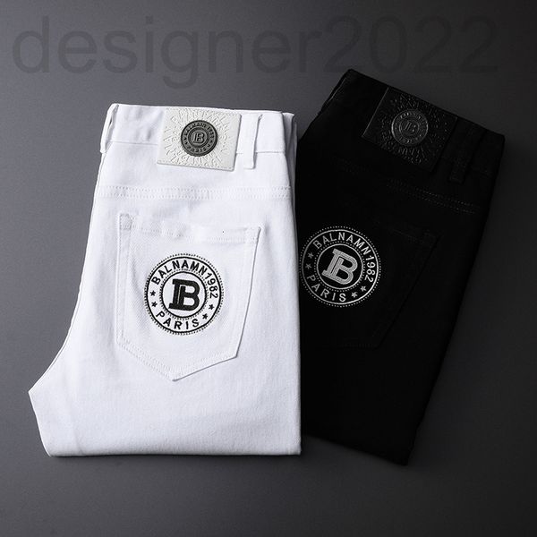 men's jeans designer spring and summer jeans men's versatile black white two-color cotton elastic small feet slim fitting korean v, Blue
men's jeans designer spring and summer jeans men's versatile black white two-color cotton elastic small feet slim fitting korean v, Blue