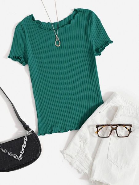 ribbed lettuce-edge form-fitting n0jc#, White
ribbed lettuce-edge form-fitting n0jc#, White