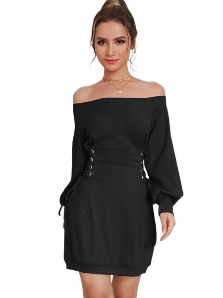 d&m lantern sleeve corset lace up knot rib-knit sweatshirt dress f7n8#, Black
d&m lantern sleeve corset lace up knot rib-knit sweatshirt dress f7n8#, Black