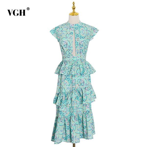 green dress for women stand collar sleeveless print hit color high waist hollow out ruffles mid dresses female clothing 210507, Black;gray
green dress for women stand collar sleeveless print hit color high waist hollow out ruffles mid dresses female clothing 210507, Black;gray