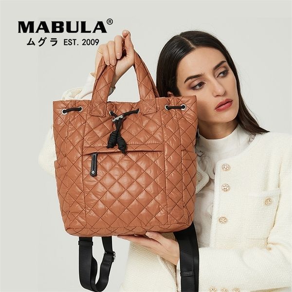 mabula winter quilted handbag nylon drawstring backpack women travel daypacks feather padded large capacity tote handle bags 220815
mabula winter quilted handbag nylon drawstring backpack women travel daypacks feather padded large capacity tote handle bags 220815