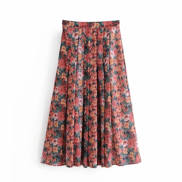 skirts maxdutti ins fashion blogger vintage floral pleated high waist long skirt women faldas mujer moda midi womens, Black 
skirts maxdutti ins fashion blogger vintage floral pleated high waist long skirt women faldas mujer moda midi womens, Black