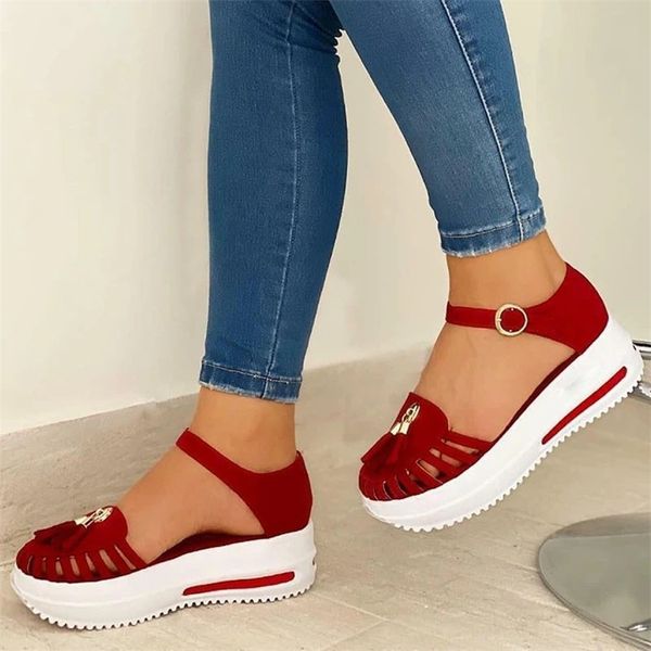 woman sandals summer platform sandals women round toe beach flat hollow out buckle ladies gladiator sandalias 220608, Black
woman sandals summer platform sandals women round toe beach flat hollow out buckle ladies gladiator sandalias 220608, Black