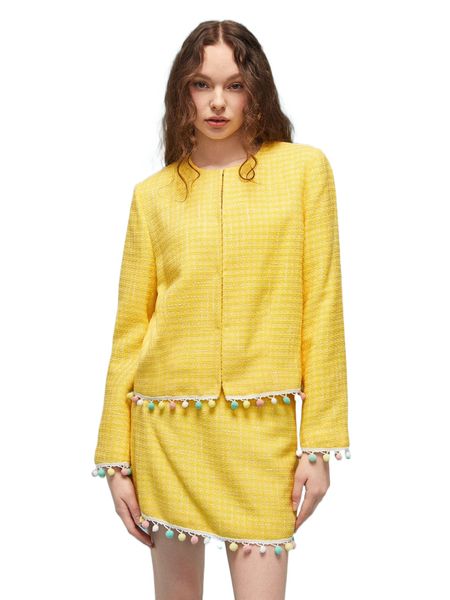 x marcia mancuso pom pom trim tweed jacket & skirt d7xj#, White
x marcia mancuso pom pom trim tweed jacket & skirt d7xj#, White