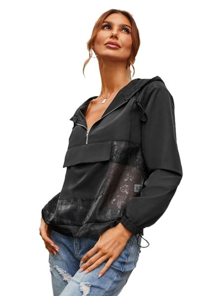 half z.ip floral print w.indbreaker j.acket f4qn#, Black;brown
half z.ip floral print w.indbreaker j.acket f4qn#, Black;brown