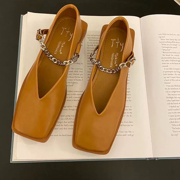 chain flats sandal spring summer y mary s shoes retro dress square toe mujer zapatos 220613, Black
chain flats sandal spring summer y mary s shoes retro dress square toe mujer zapatos 220613, Black