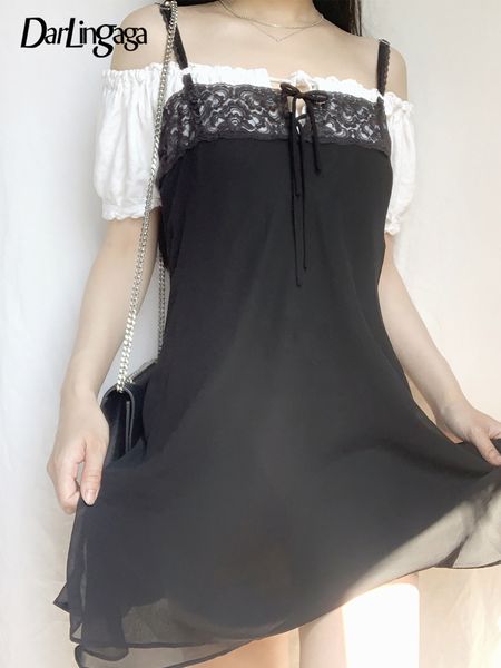 spaghetti strap lace spliced casual black chiffon dress women fashion tie up bow summer dress beach outfits y2k retro, Black;gray
spaghetti strap lace spliced casual black chiffon dress women fashion tie up bow summer dress beach outfits y2k retro, Black;gray