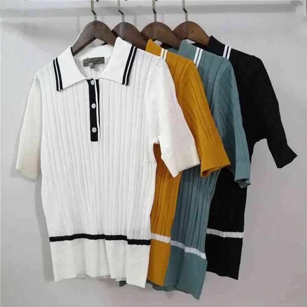 women's knits tees 21 spring and summer lp rib slim silk cotton polo shirt comfortable versatile short sleeve t-shirt top, White
women's knits tees 21 spring and summer lp rib slim silk cotton polo shirt comfortable versatile short sleeve t-shirt top, White