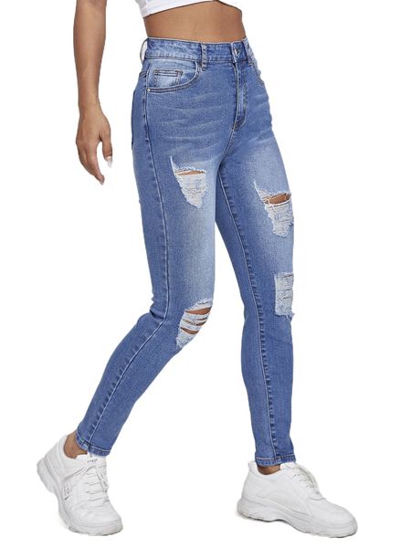 high waisted ripped skinny jeans k08m#, Blue
high waisted ripped skinny jeans k08m#, Blue