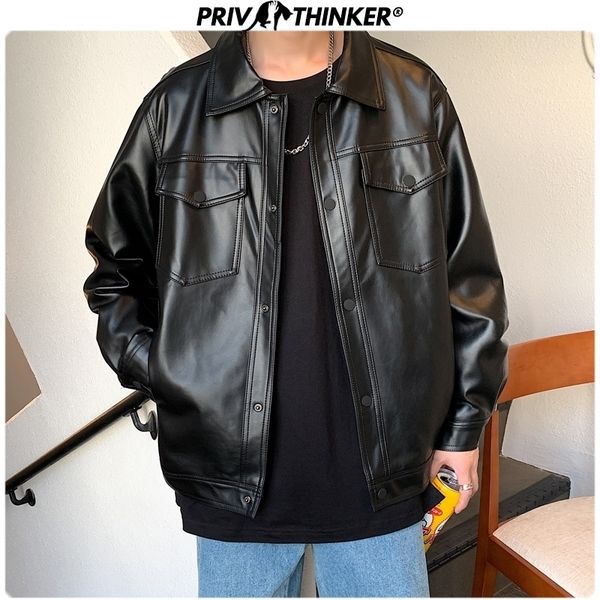 privathinker men spring black soft faux leather jacket mens hip hop jacket leather male oversize streetwear pockets clothes 220728, Black;brown
privathinker men spring black soft faux leather jacket mens hip hop jacket leather male oversize streetwear pockets clothes 220728, Black;brown