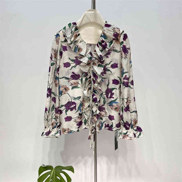 women's polos french vneck lace up ruffle temperament printed shirt horn sleeve real silk cotton top, White
women's polos french vneck lace up ruffle temperament printed shirt horn sleeve real silk cotton top, White