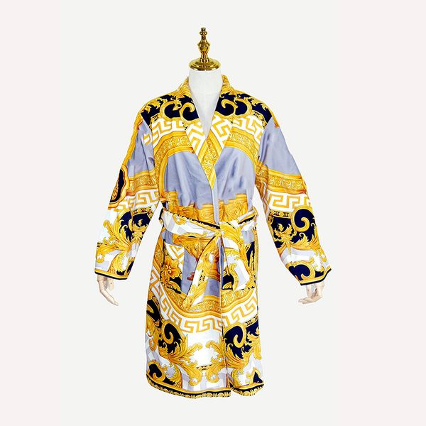 new arrivals new designer clothing classic letter men's sleepwear 100% cotton turn-down collar 5a quality women robes popular bath robe