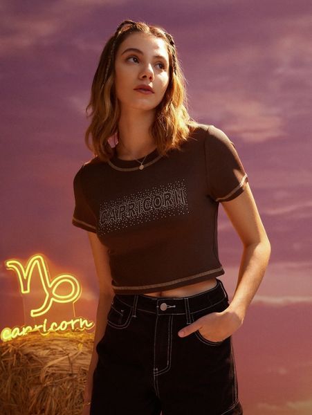 romwe capricorn letter rhinestone stitching tee d1vu#, White
romwe capricorn letter rhinestone stitching tee d1vu#, White