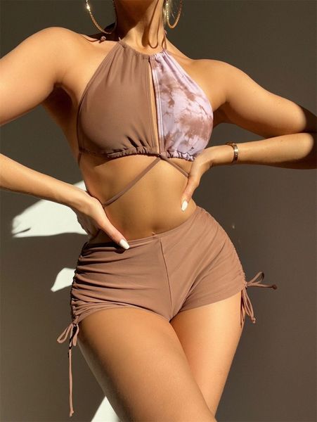 marble print drawstring bikini swimsuit z6ce#, White;black
marble print drawstring bikini swimsuit z6ce#, White;black