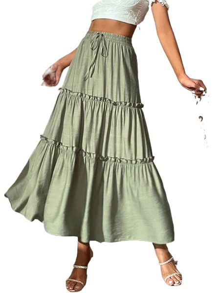 tall high waist knot front ruffle hem skirt p4bc#, Black
tall high waist knot front ruffle hem skirt p4bc#, Black