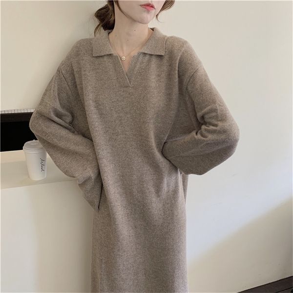 jxmyy korean version of the wool knitted dress female loose straight v-neck long sleeve warm wool base dress 210412, White;black
jxmyy korean version of the wool knitted dress female loose straight v-neck long sleeve warm wool base dress 210412, White;black