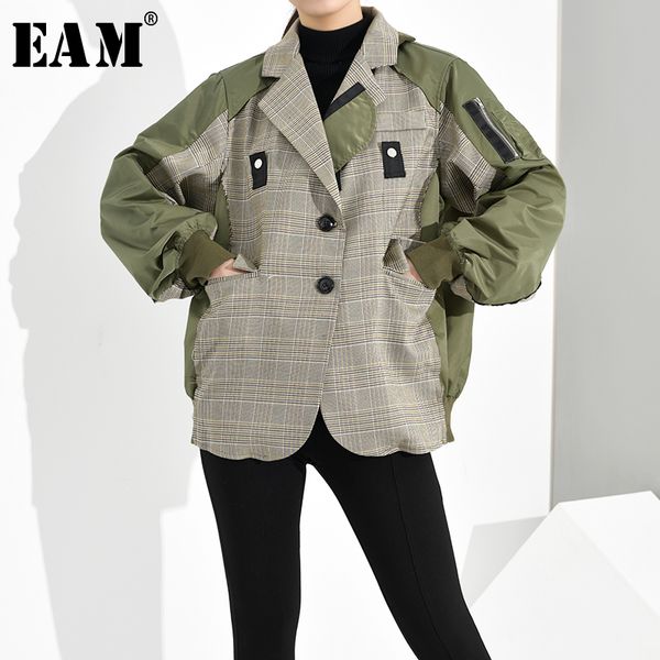 eam loose fit plaid split joint oversized jacket lapel long sleeve women coat fashion spring autumn 1d6360 201029, Black;brown
eam loose fit plaid split joint oversized jacket lapel long sleeve women coat fashion spring autumn 1d6360 201029, Black;brown