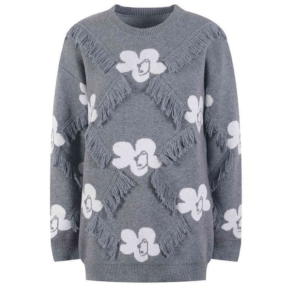 women's knits tees autumn tassel flower sweater women's lazy style loose thin medium length ahnd, White
women's knits tees autumn tassel flower sweater women's lazy style loose thin medium length ahnd, White