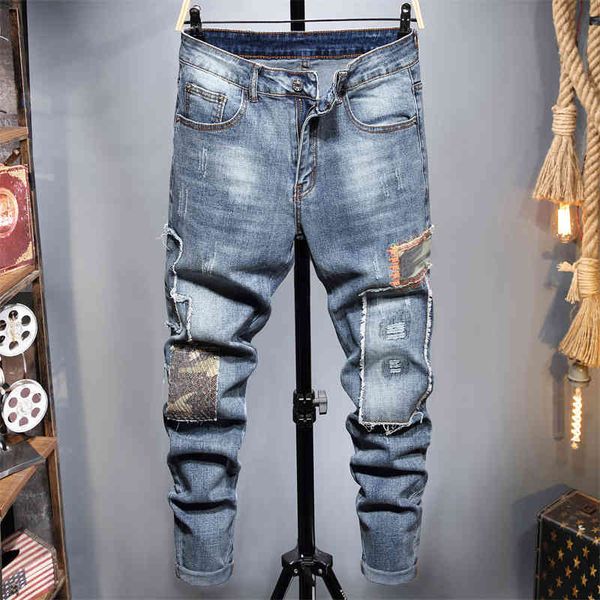 men's jeans autumn and winter washed men's hole sticking cloth knee camouflage slim fit small foot elastic jeans 3039 jhn5, Blue
men's jeans autumn and winter washed men's hole sticking cloth knee camouflage slim fit small foot elastic jeans 3039 jhn5, Blue