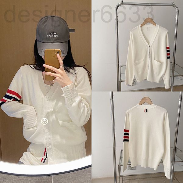 women's knits & tees designer tb college style four bar wool cardigan women's 22 spring and autumn striped loose thin knitted coat, White
women's knits & tees designer tb college style four bar wool cardigan women's 22 spring and autumn striped loose thin knitted coat, White