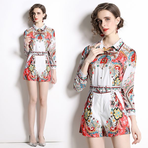 2022 chic shirt short pant designer sets paisley print women two piece office lady shorts suit, White
2022 chic shirt short pant designer sets paisley print women two piece office lady shorts suit, White