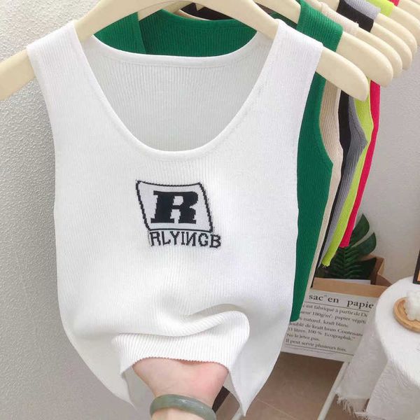 hong kong style embroidered letter knitted vest suspender women's summer outer net red inner short sleeveless fashion vests, White
hong kong style embroidered letter knitted vest suspender women's summer outer net red inner short sleeveless fashion vests, White